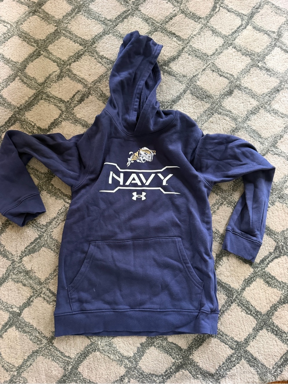Under Armour Navy Blue 'NAVY' Logo Hoodie Sweatshirt